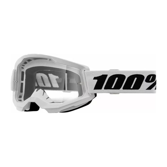 100% MX Goggles Strata 2 Youth White Clear